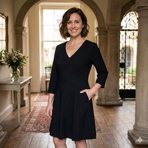 NWT Banana Republic Women's Preppy Black A-Line Midi Dress Size 4/S